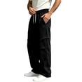 thumbnail image 2 of WIZUTIZ Men's Pleated Wide Leg Pants Elastic Drawstring Waist Relaxed Fit Solid Color Casual Track Trousers, 2 of 9