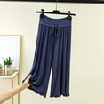 thumbnail image 2 of BLVB Women Capri Pajama Pants Ruffle Hem Sleepwear Lounge Pants Drawstring Cropped Pj Bottoms, 2 of 7