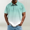 thumbnail image 2 of FAWUUDO Shirts for Men Short Sleeve Button Down Collar Gradient Shirts Moisture-Wicking Sports Men's Lapel Shirt D-Mint Green, 2 of 5