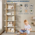 thumbnail image 6 of Memoryfield 6-Tier Industrial Bookshelf, Rustic Wood Bookcase with Metal Frame, Open Storage Display Rack for Living Room Office Bedroom, White, 6 of 8