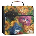 thumbnail image 2 of Water-Resistant 3-Ring Binder Organizer with Multiple Pockets Zipper Binder Bag for Office Colorful Cat and Sunflowers, 2 of 8