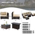 thumbnail image 6 of TANGJEAMER Outdoor Garden 8 Piece Patio Furniture with 43" 55000BTU Gas Propane Fire Pit Table Rattan Wicker Sectional Set, 6 of 6