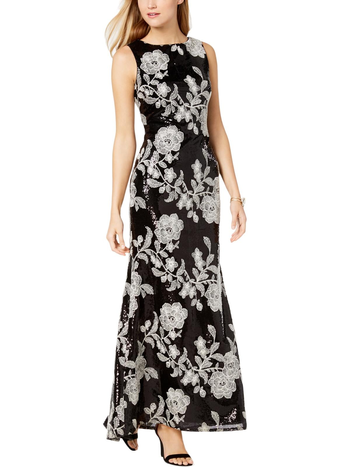 Vince Camuto - Vince Camuto Womens Sequined Embroidered Evening Dress ...