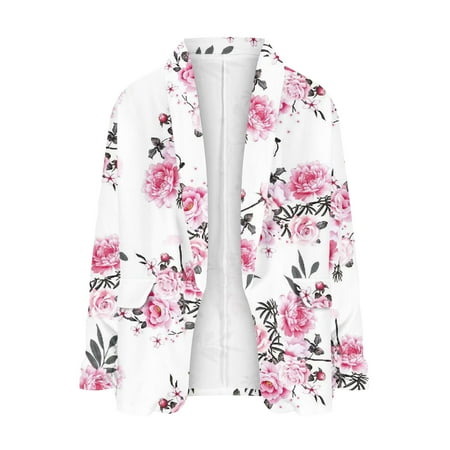 

Spring Saving Women s Spring Fall Lapel Print Breathable Business Sport Outwear Slim Fit Small Blazer
