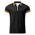 thumbnail image 4 of outfmvch polo shirts for men male summer casual striped print t shirt turn down collar short sleeve t shirt womens tops yellow, 4 of 4