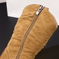 thumbnail image 6 of Babcutegg Girls Tassel Velvet Lined Mid Calf Boots Chunky Heel Side Zipper Retro Style Kids Casual Fashion Boots Khaki Size 13 Little Kid, 6 of 10