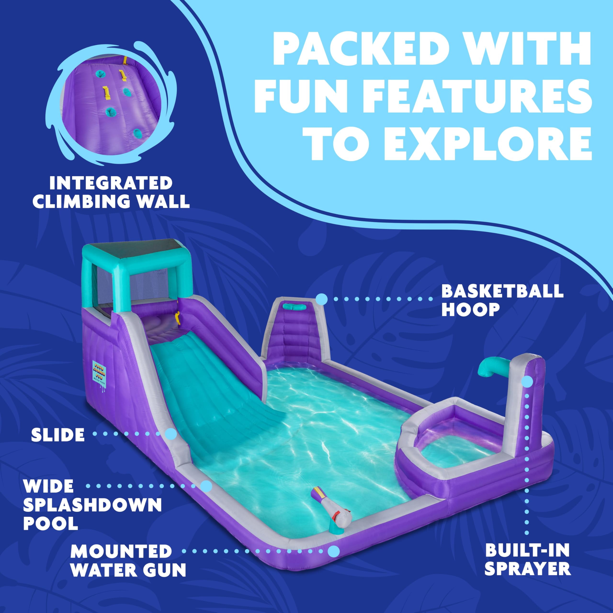 Sunny & Fun Inflatable Water Slide & Blow up Pool, Kids Water Park for Backyard