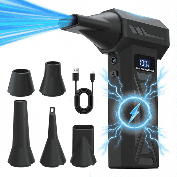 Compressed Air Duster-110,000RPM Super Power Electric Duster, Rechargeable 4 Gear Adjustable Air Blower with LED Light for Computer/Keyboard/House/Outdoor/Car