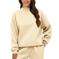 thumbnail image 6 of Aoiroe 2 Pack Womens Oversized Hoodies Sweatshirts,Long Sleeve Hoodies Tops, Fashion Pullover, Womens Oversized Sweatshirts, Long Sleeve Tops, Fall Winter Clothes, Turtleneck Sweater T-Shirt, Beige L, 6 of 9