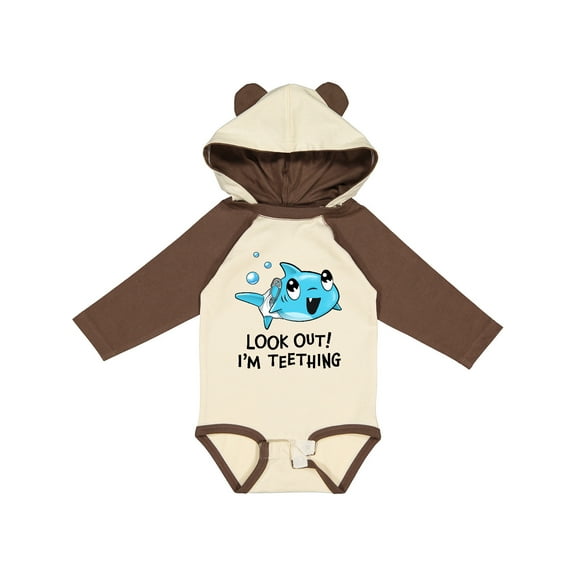 Inktastic Look out I'm teething- cute shark Boys or Girls Long Sleeve Baby Bodysuit