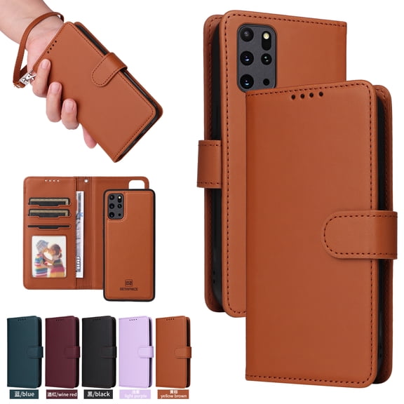 Compatible with Samsung Galaxy S20 Plus Phone Case Detachable Wallet, Magnetic Flip Folio with Credit Card Holder & Cash Slot, Premium PU Leather, Wristlet, Kickstand Shockproof Cover, Brown
