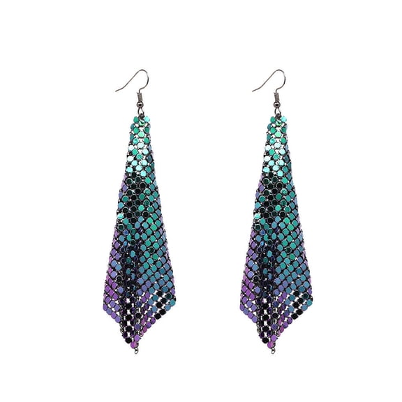 LOLIPPYY 1Pair Aluminum Tassel Eardrop Earrings with Metal Sequins Lightweight Design