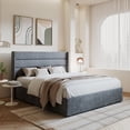 thumbnail image 2 of Amolife Full Size Upholstered Lift up Storage Platform Bed Frame with Fabric Panel Wingback Headboard, Gray Blue, 2 of 12