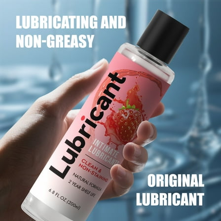 No Rinse Water-Based Personal Lubricant, Strawberry Flavored Lube, Intimate Longlasting Non-Sticky Gel for Couples Massage (Strawberry)