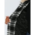 thumbnail image 5 of INSPIRE CHIC Women's Long Sleeves Detachable Faux Fur Trim Plaid Overcoat with Hood Black&White S, 5 of 7
