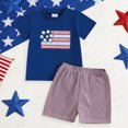 thumbnail image 2 of HCNTES Toddler Boy 4th of July Patriotic Clothes Set, 4th Of July American Flag Embroidered T-Shirt & Plaid Shorts 2Pcs Independence Day Outfits 6 12 18 24M 2T 3T, 2 of 8