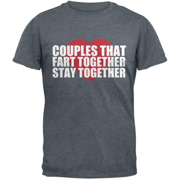 Valentine's Day Couples That Fart Together Dark Heather Grey Adult T-Shirt - Medium