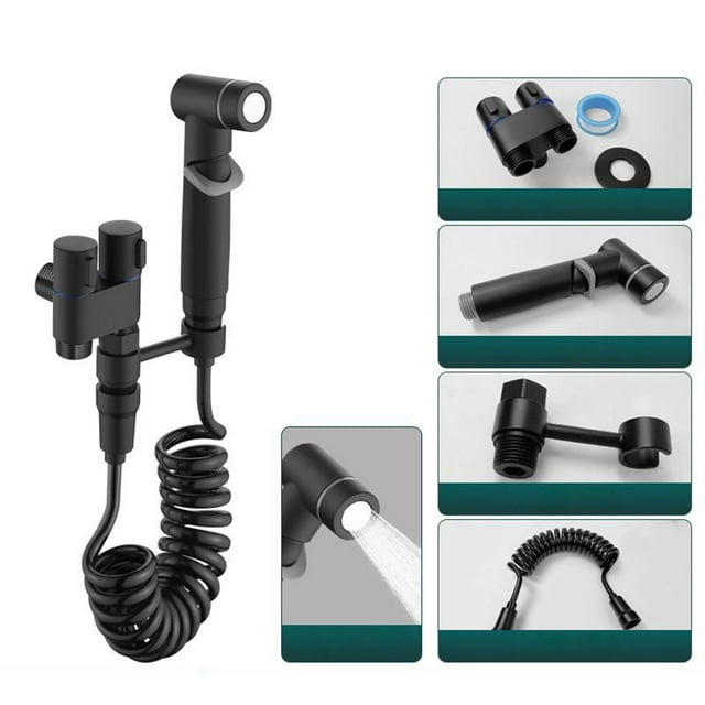 Faucets Hardware 2 Way Splitter Kit for Toilet Bidet Sprayer with Double Control 1 In 2 Out Triangle Hand Held Sprayer Ideal for Toilet and Washing Machine Connections