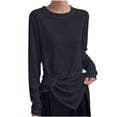 thumbnail image 2 of gbyLJF Womens Lightweight Long Sleeve Shirts Loose Comfy Crewneck Tops Casual Basic Fall T-Shirts, 2 of 5