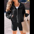 thumbnail image 4 of Sudaderas con Capucha y Cremallera para Mujer, Chaquetas de Forro , Sudaderas de Gran Tamaño, Conjuntos de Moda de Otoño, Suéteres, Ropa de Invierno. Negro XL, 4 of 8