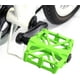 thumbnail image 3 of Pedales de aluminio, 1 par de pedales de aluminio duraderos, plataforma plana antideslizante, pedal de bicicleta MTB para bicicleta de montaña y carretera(verde), 3 of 5