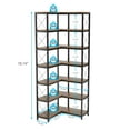 thumbnail image 6 of 7-Tier Corner Bookshelf with LED Light strips, 78.7” Tall Corner Shelf Storage Display Rack with Metal Frame, Large Capacity Corner Bookcase for Living Room Home Office Rustic Brown, 6 of 7