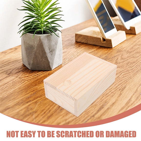 FOMIYES Khaki Wooden Storage Box with Sliding Lid, Compact Lightweight Wood Organizer for Home and Office, 7.5 x 4.5 x 3 Inches