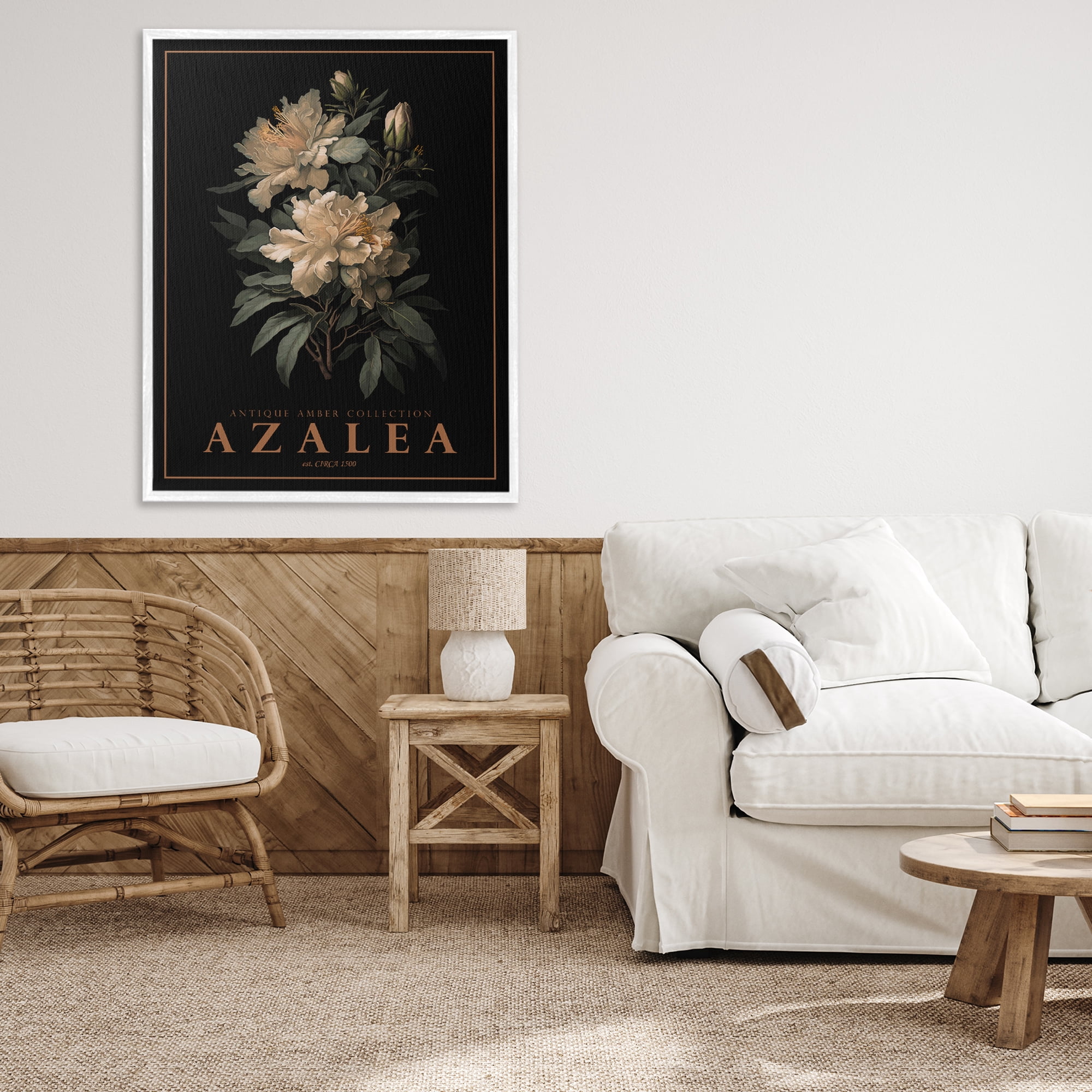 Stupell Industries Antique Azalea Bushel White Framed Giclee Art, design by Christopher Giampietro