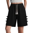 thumbnail image 2 of uublik Gym Shorts for Women Casual Elastic Waist Shorts Summer Beach Lightweight Short Pants with Pockets, Black, 2 of 6