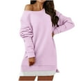 thumbnail image 2 of Babysbule Hoodless Sweatshirts for Women Solid Color Strapless Streetpullover Cotton Sweater Dress Capless Sweater Tops, 2 of 6