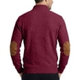 thumbnail image 6 of UDAUDU Mens Casual Knitted Pullover Sweater Long Sleeve Stand Collar Vintage Fall Winter Button Sweatshirt with Elbow Patches Wine M, 6 of 6