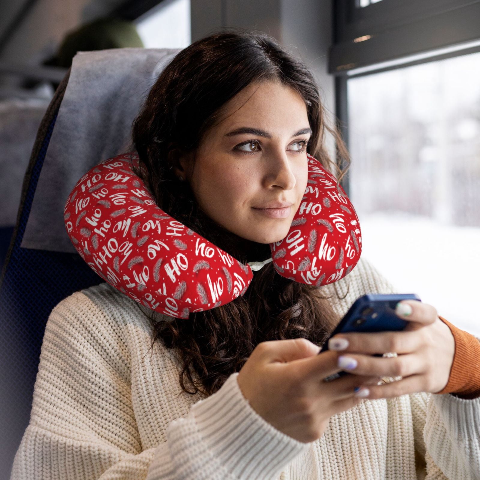 Xecao Hohoho3 Print Memory Foam Cervical Neck Pillow Versatile U-Shaped Pillows for Home,Office,Camping,Travelling,Soft Washable Cover