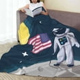 thumbnail image 6 of Pofeuu Astronaut With USA Flag Print Ultra-Soft Micro Fleece Blanket,for Bed Or Sofa,All Season Throw Blankets Flannel Blanket-40"x30", 6 of 7
