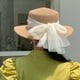 thumbnail image 5 of Sombrero de mujer con circunferencia de 56-58 cm, sombrero de paja de ala ancha y parte superior plana, sombrero de playa con protección solar y lazo de malla para exteriores, 5 of 5