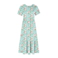 thumbnail image 5 of Viikei Womens Dresses Summer,Elegant Short Sleeve Dress for Women,Women's Printing Casual Short Sleeve Crewneck Dress Flowy Tiered Maxi Beach Dress with Pockets Light Blue M, 5 of 6