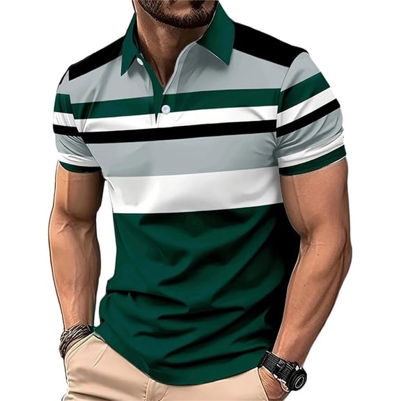 Men's Casual Polo Shirts Basic Short Sleeve Shirt Summer Fashion Casual Business Large Sized Buttoned Collar Shirt