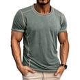 thumbnail image 2 of Umfun Men Contrast Stitch Short Sleeve Crew Neck T-Shirt Slim Fit Casual Wear for Sports and Daily Casual, 2 of 7