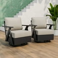 thumbnail image 3 of INTER HUT Urban Anvil 2 Pieces Metal Accent Outdoor Swivel Rocking Chairs, Black/Beige, 3 of 10