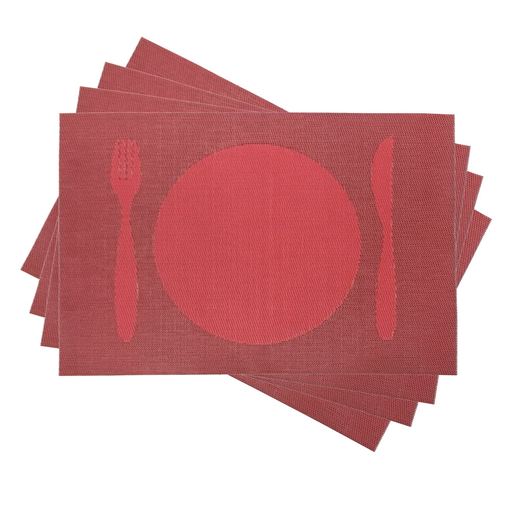 4 PC Placemats Dining Table Woven Knife & Fork Design PVC/VINYL 12"X16" 6 Colors - Picture 21 of 28