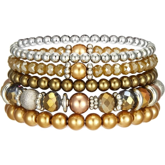 Soleilie Beaded Pearl Stretch Bracelet Silver Stackable Crystal BeaSoleilie Bracelets Trendy Costume Jewelry Mothers Day Gifts for Women