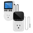 thumbnail image 1 of 2PCS Digital Temperature Controller Socket, Plug in Thermostat Temperature Controlled Outlet Digital Thermostat Outlet Heating Cooling Control Timer 1800W 120V 15A Backlit Display (TC/Timer), 1 of 9