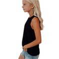 thumbnail image 4 of CCRFTGI Girls Tank Tops Size 7 Sleeveless Summer Casual Girls Fashion Cami Tanks Soft Lightweight Spaghetti Strap Crew Neck Tank Tops Black 5-6 Years, 4 of 5