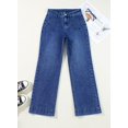 thumbnail image 3 of Vaqueros elegantes de pierna ancha para mujer, cintura alta, talla 8, azul oscuro, 3 of 4