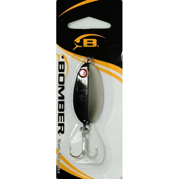 Bomber Slab Fishing Spoons 1 3/4" Metachrome Black Back 7/8 oz.