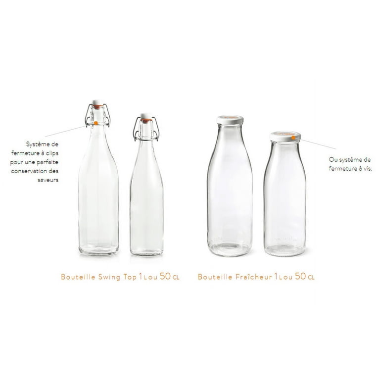 French Glass Milk Bottle with Metal Twist Cap French Glass Milk Bottle with Metal Twist Cap