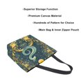 thumbnail image 3 of FORMRS Womens Canvas Tote Bag with Zipper Inner Pocket Shoulder Handbag, Green Celestial Serpent, 3 of 7