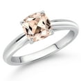 thumbnail image 2 of Gem Stone King 10K White Gold Peach Morganite Solitaire Engagement Ring for Women (0.82 Cttw, Gemstone October Birthstone, Cushion 6MM), 2 of 4