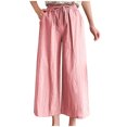 thumbnail image 2 of Borniu Pants Fashion Women Plus Size Pants, Drawstring Casual Solid Elastic Waist Pocket Loose Pants Clearance, 2 of 6