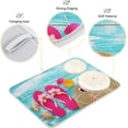 thumbnail image 3 of Summer Flip Flops Dish Drying Mat 16x18 in for Kitchen Counter Decor, Absorbent Blue Wooden Board Dry Pad Seashells Baby Bottle Dryer Rack Drainer Mats for Countertop Sink, 3 of 6