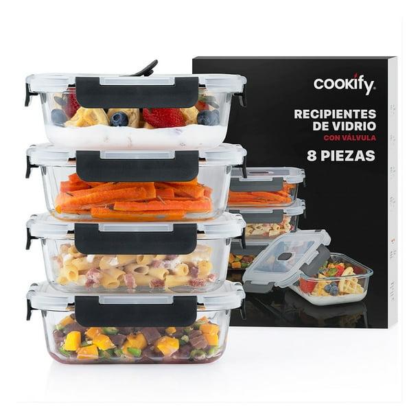 Urban Green Contenedores De Vidrio Con Tapas De Madera, Juego De 4